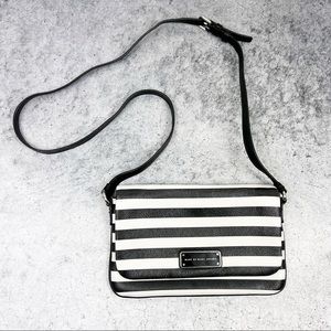 Marc Jacobs Black White Striped Crossbody Bag Leather